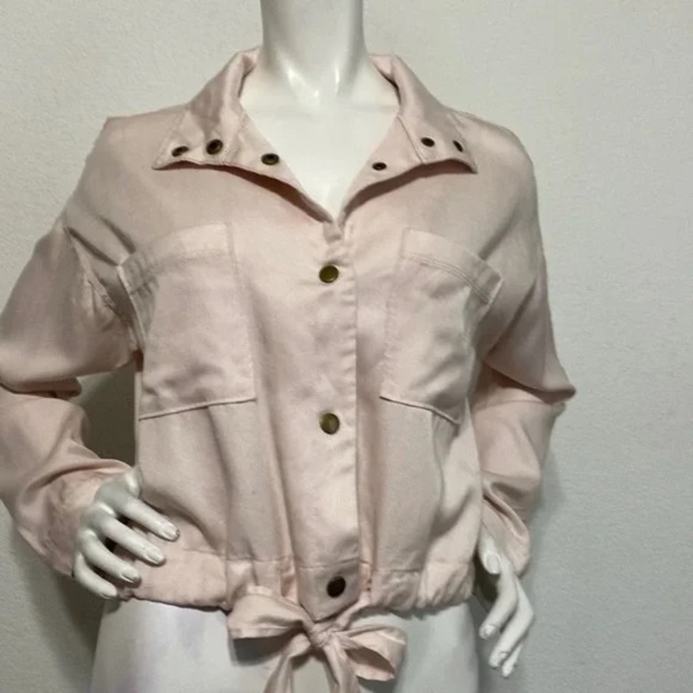 Marine Layer jacket rosewater pink Oslo crop tie waist - Picture 3 of 8
